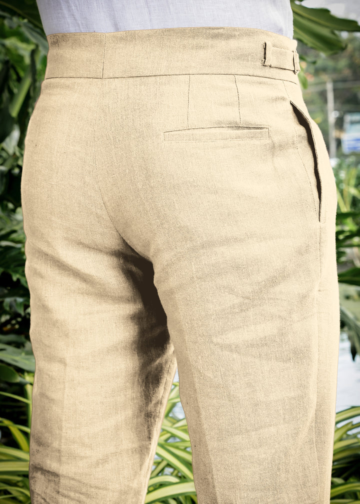 Ed - Premium Pure Linen Gurkha Pants - Cappuccino Beige