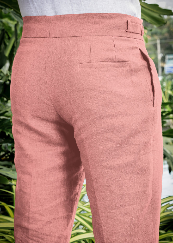 Ed - Premium Pure Linen Gurkha Pants - Rose Pink