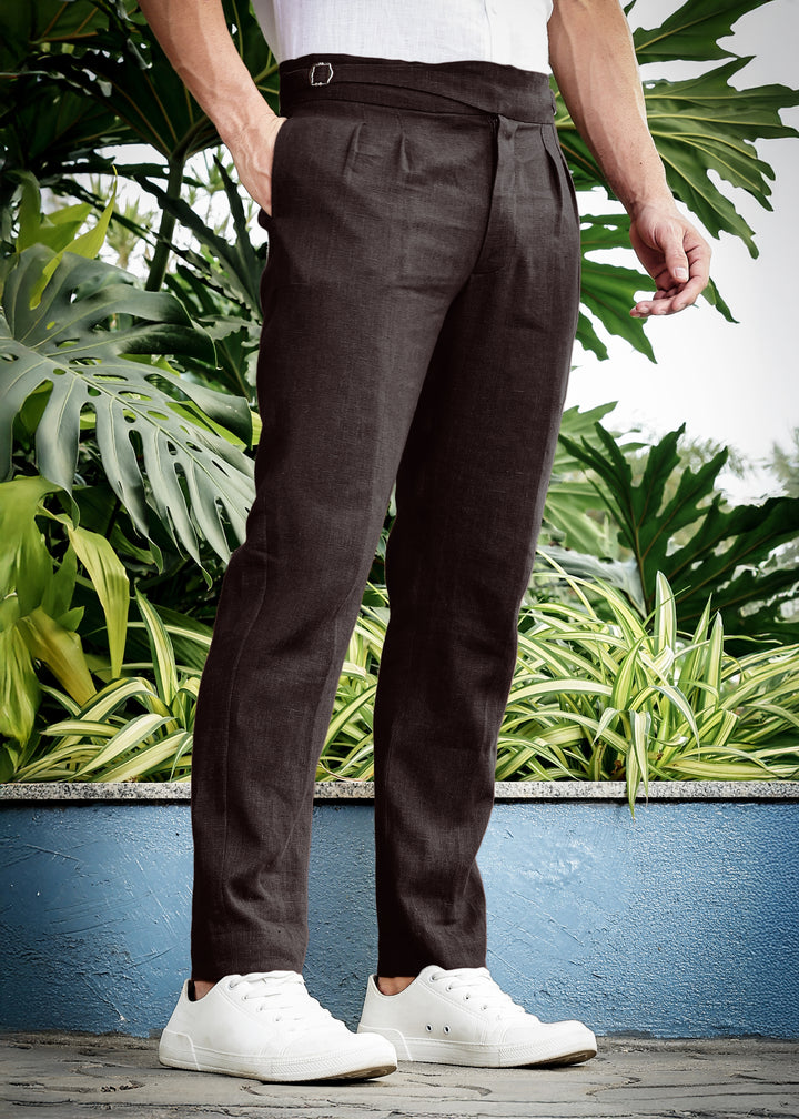 Ed - Premium Pure Linen Gurkha Pants - Cocoa Brown