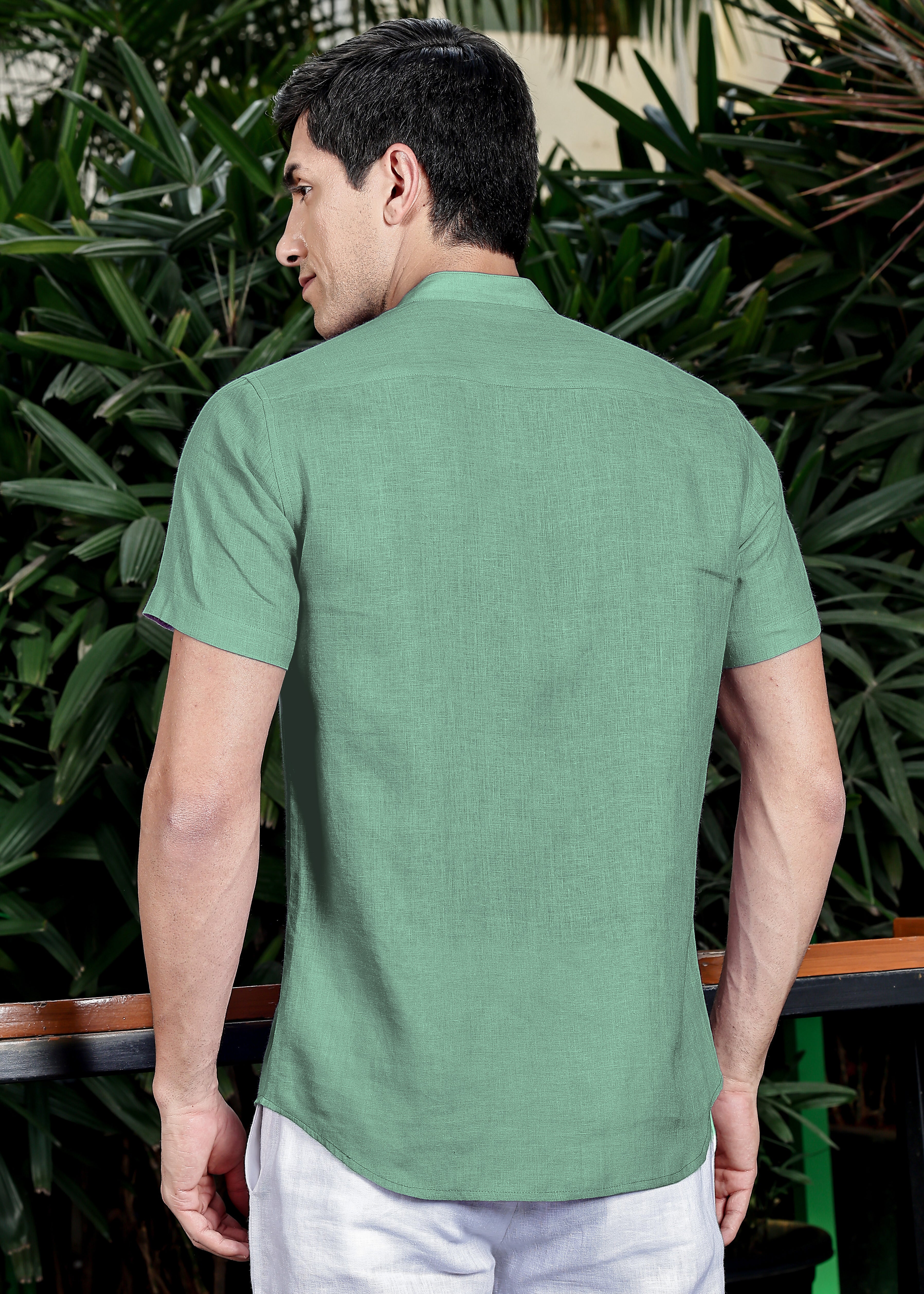 Pure Linen Band Collar Shirt – Linen Trail