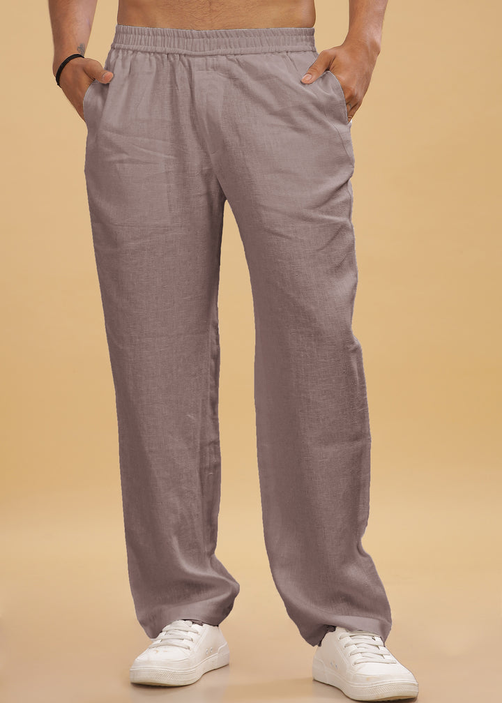 Breeze- Linen Casual Elastic Pants - Muted Brown