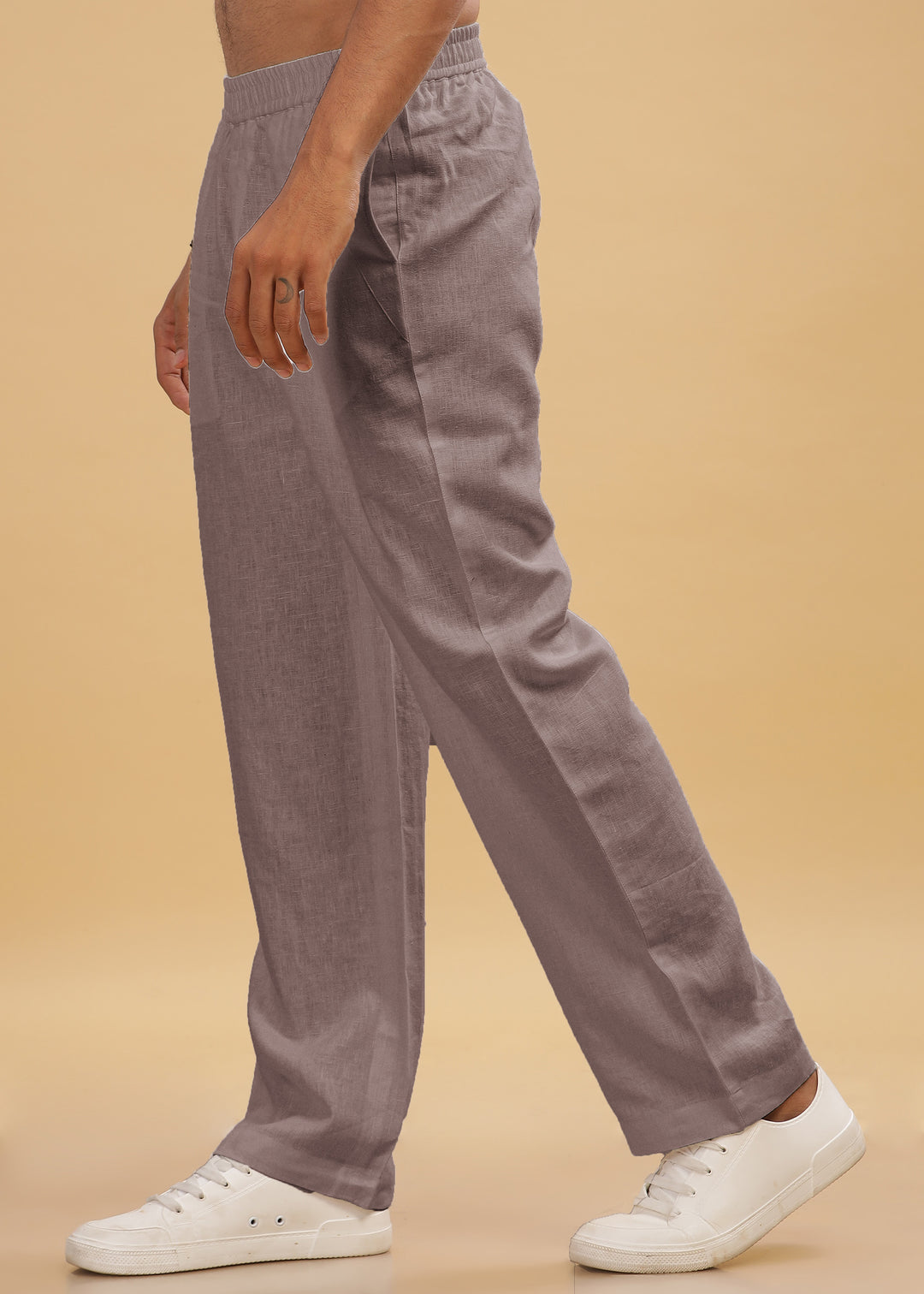 Breeze- Linen Casual Elastic Pants - Muted Brown