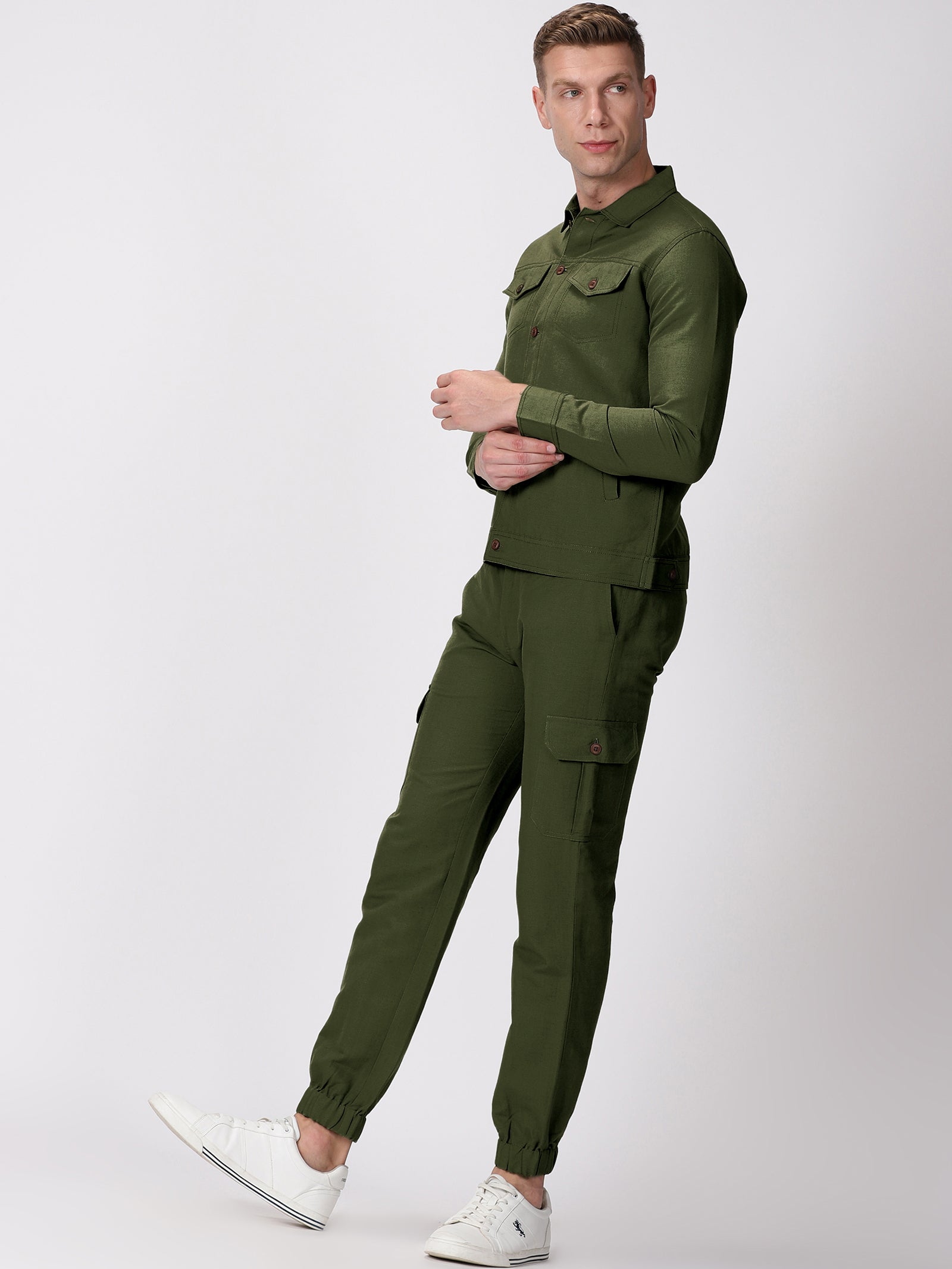 Dark Green Pure Linen 4-Pocket Jacket for Men – Linen Trail