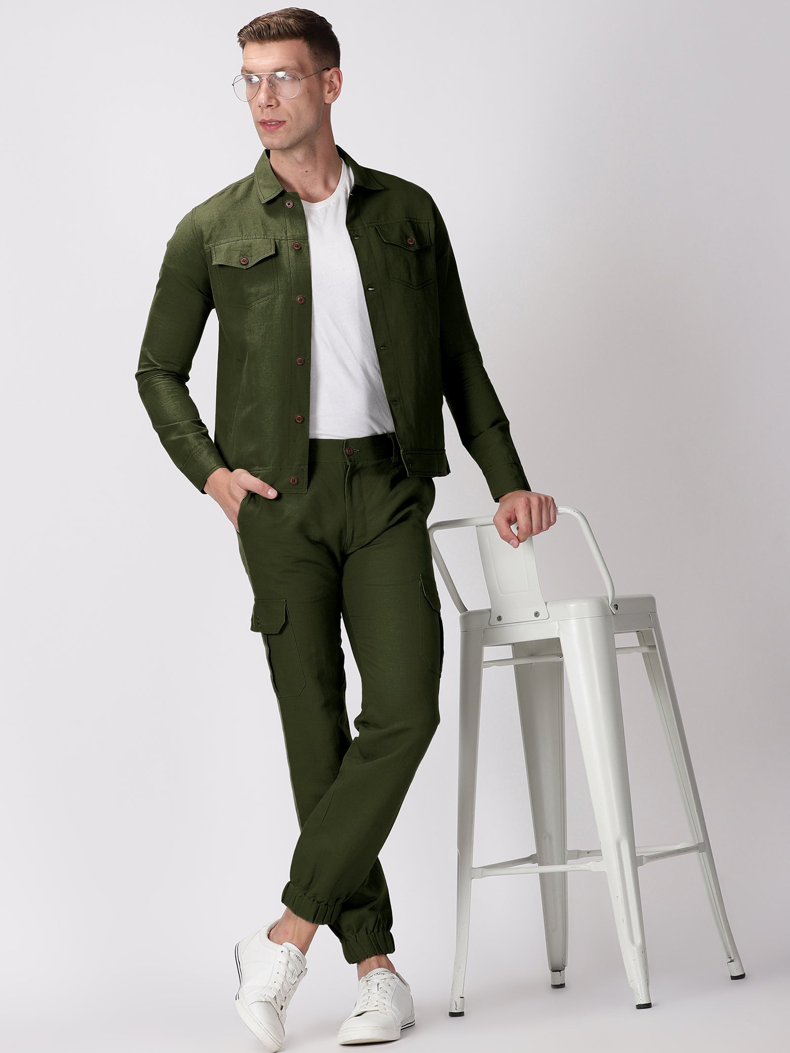 Dark Green Linen Jacket & Jogger Co-Ord Set – Linen Trail