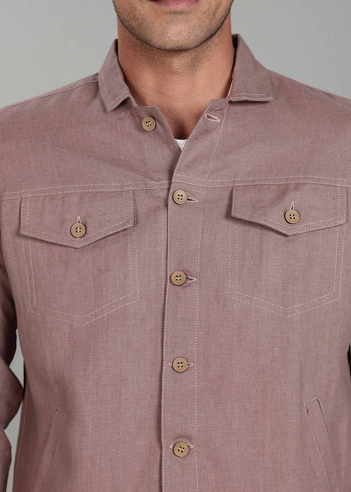 Becket - Linen Short Jacket - Muted Brown