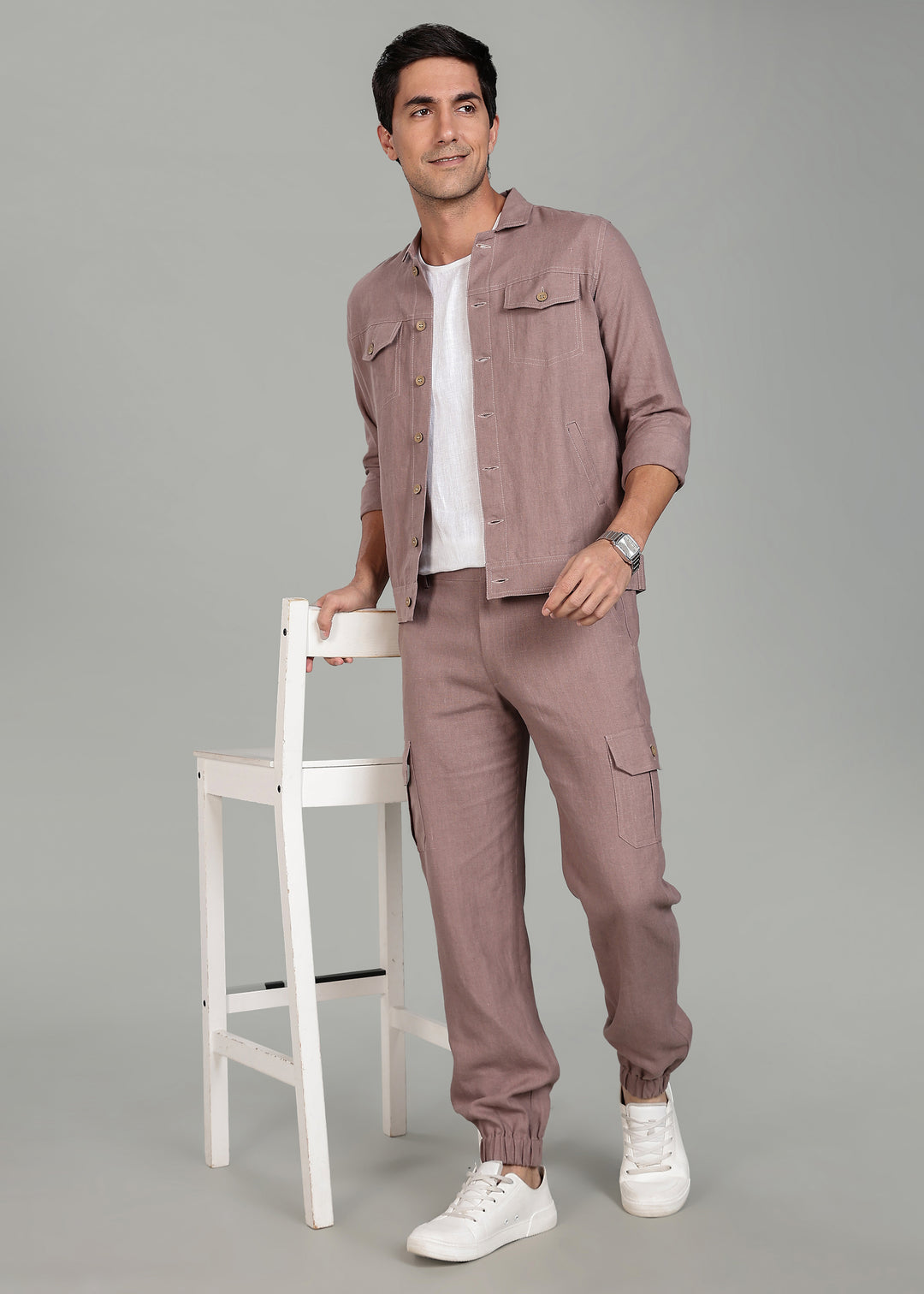Becket - Linen Short Jacket - Muted Brown