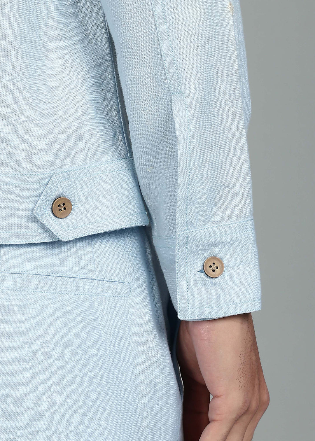 Becket - Linen Short Jacket - Pastel Blue