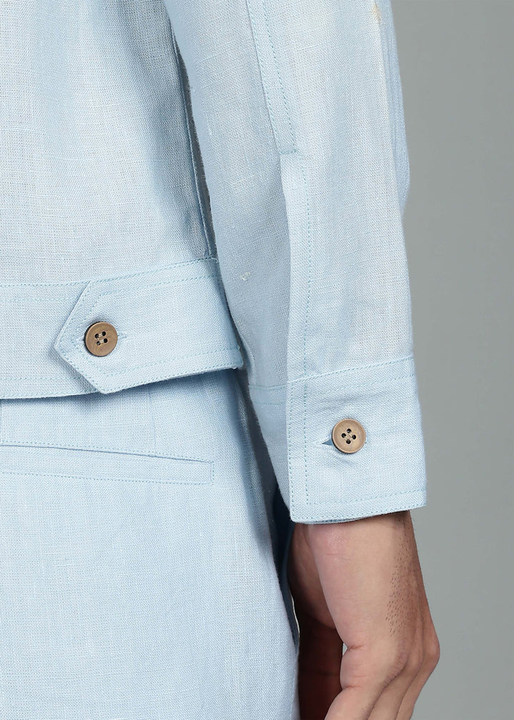 Becket - Linen Short Jacket - Pastel Blue