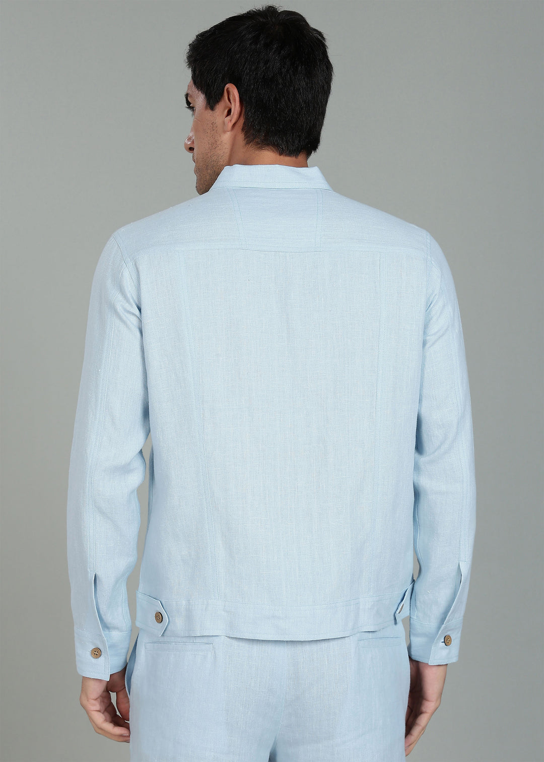 Becket - Linen Short Jacket - Pastel Blue