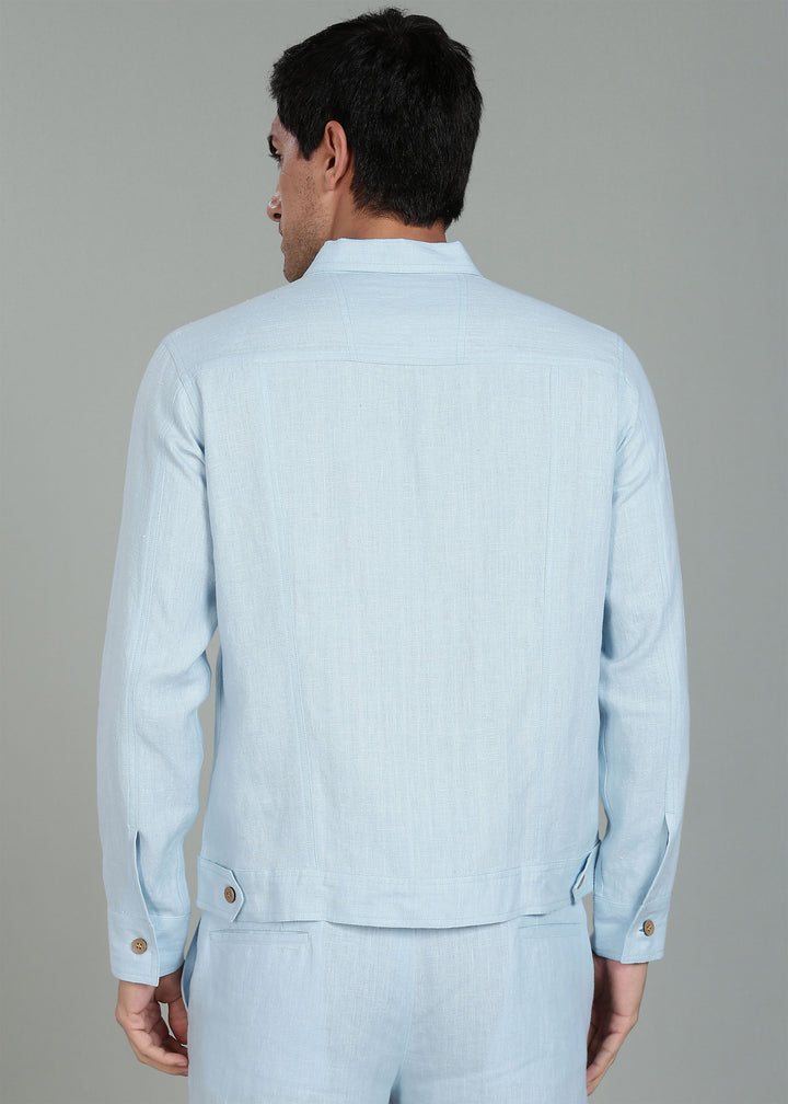 Becket - Linen Short Jacket - Pastel Blue