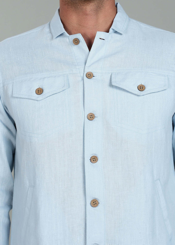 Becket - Linen Short Jacket - Pastel Blue