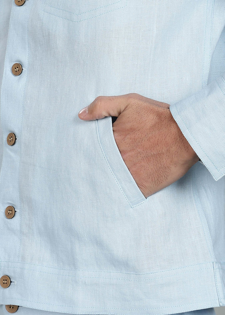 Becket - Linen Short Jacket - Pastel Blue