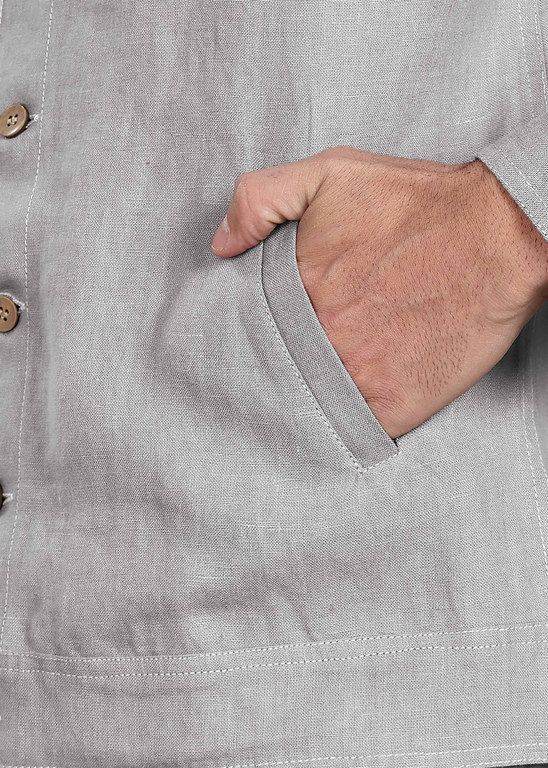 Becket - Linen Short Jacket - Steel Grey