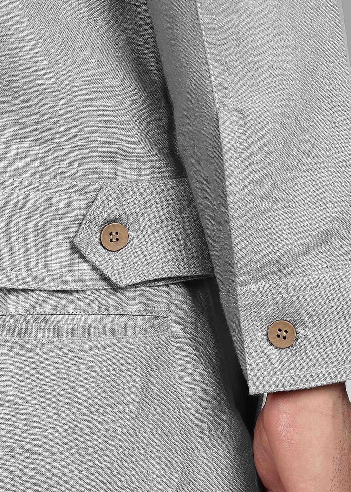 Becket - Linen Short Jacket - Steel Grey