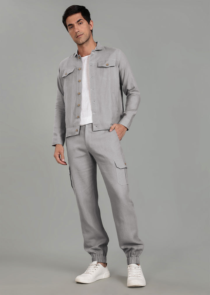 Steel Grey Linen Jacket & Jogger Co-Ord Set