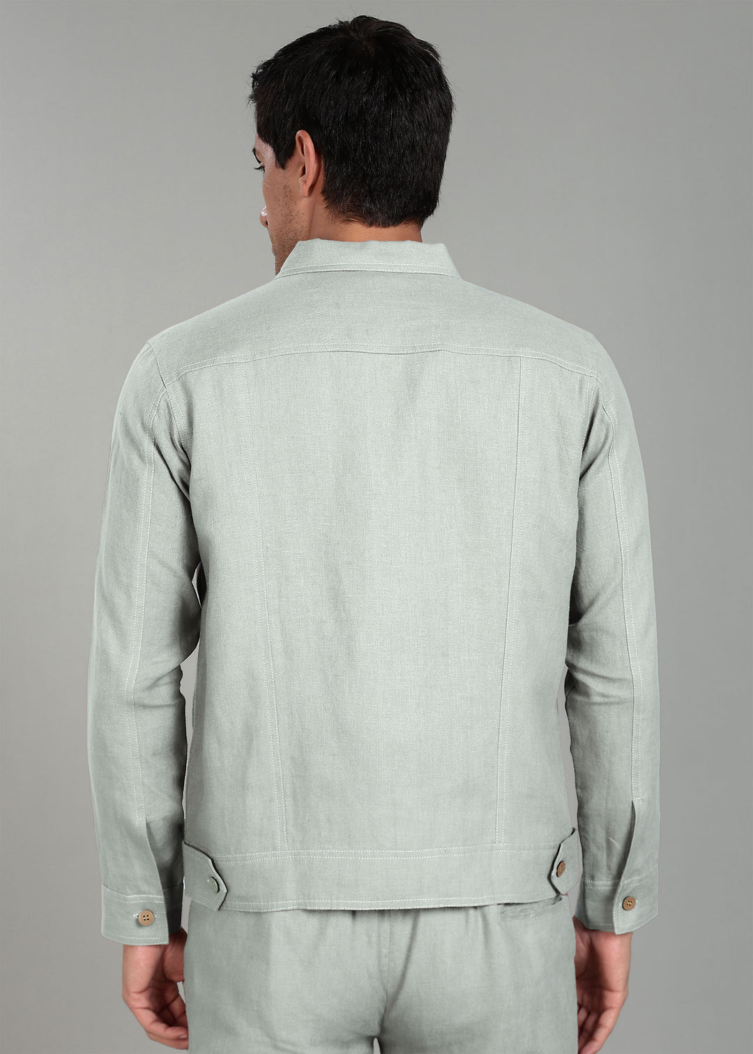 Becket - Linen Short Jacket - Slow Green