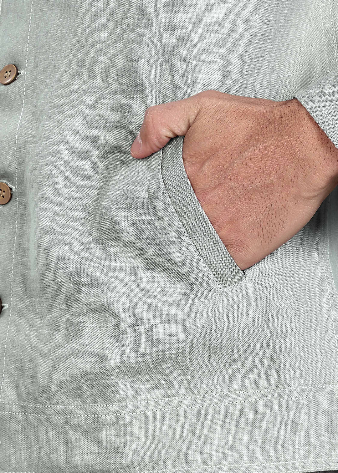 Becket - Linen Short Jacket - Slow Green