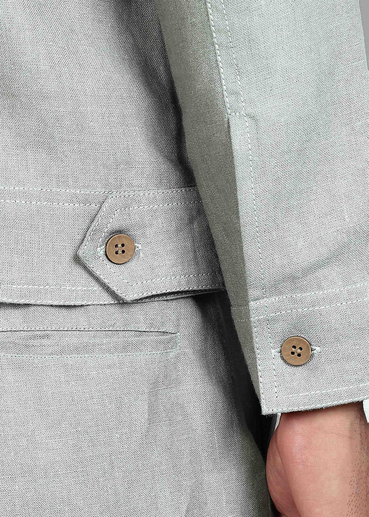Becket - Linen Short Jacket - Slow Green