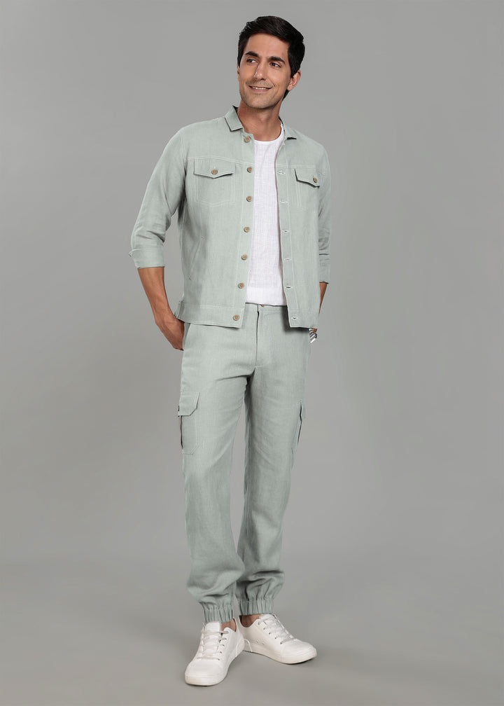Becket - Linen Short Jacket - Slow Green