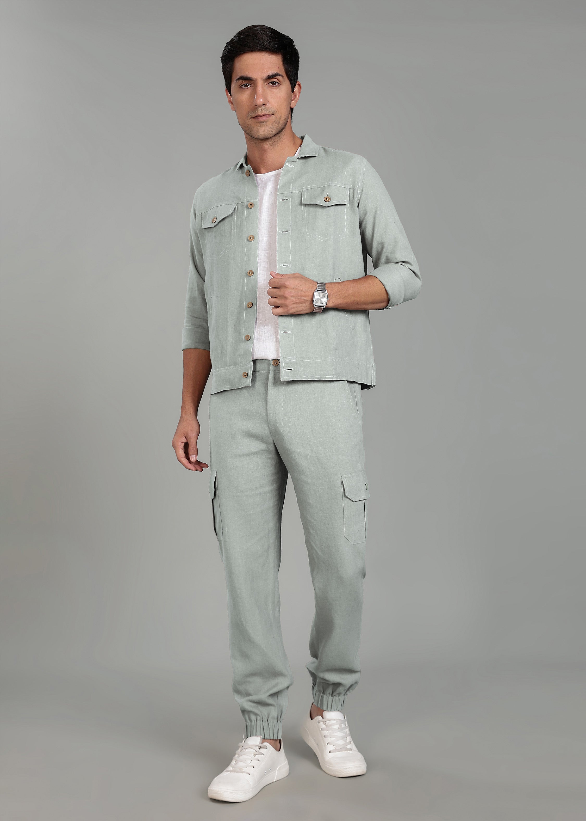Deconstructed jacket and trouser set | Linen Trail