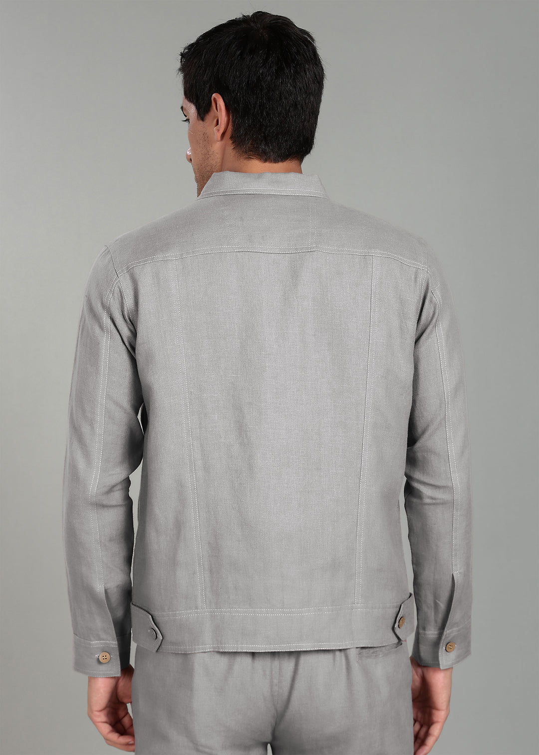 Becket - Linen Short Jacket - Steel Grey