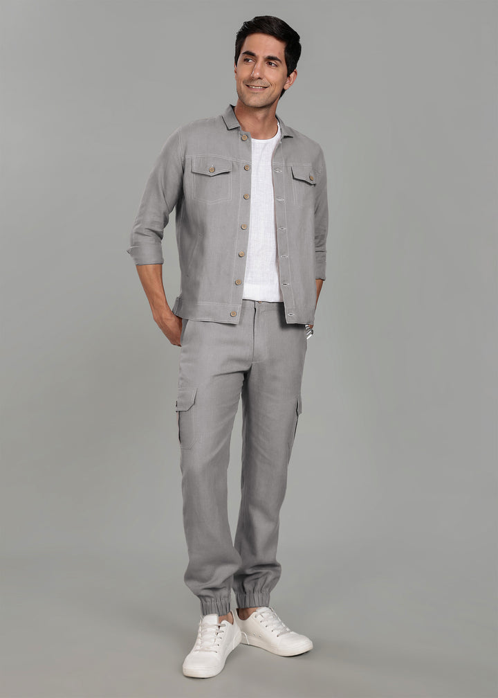 Steel Grey Linen Jacket & Jogger Co-Ord Set