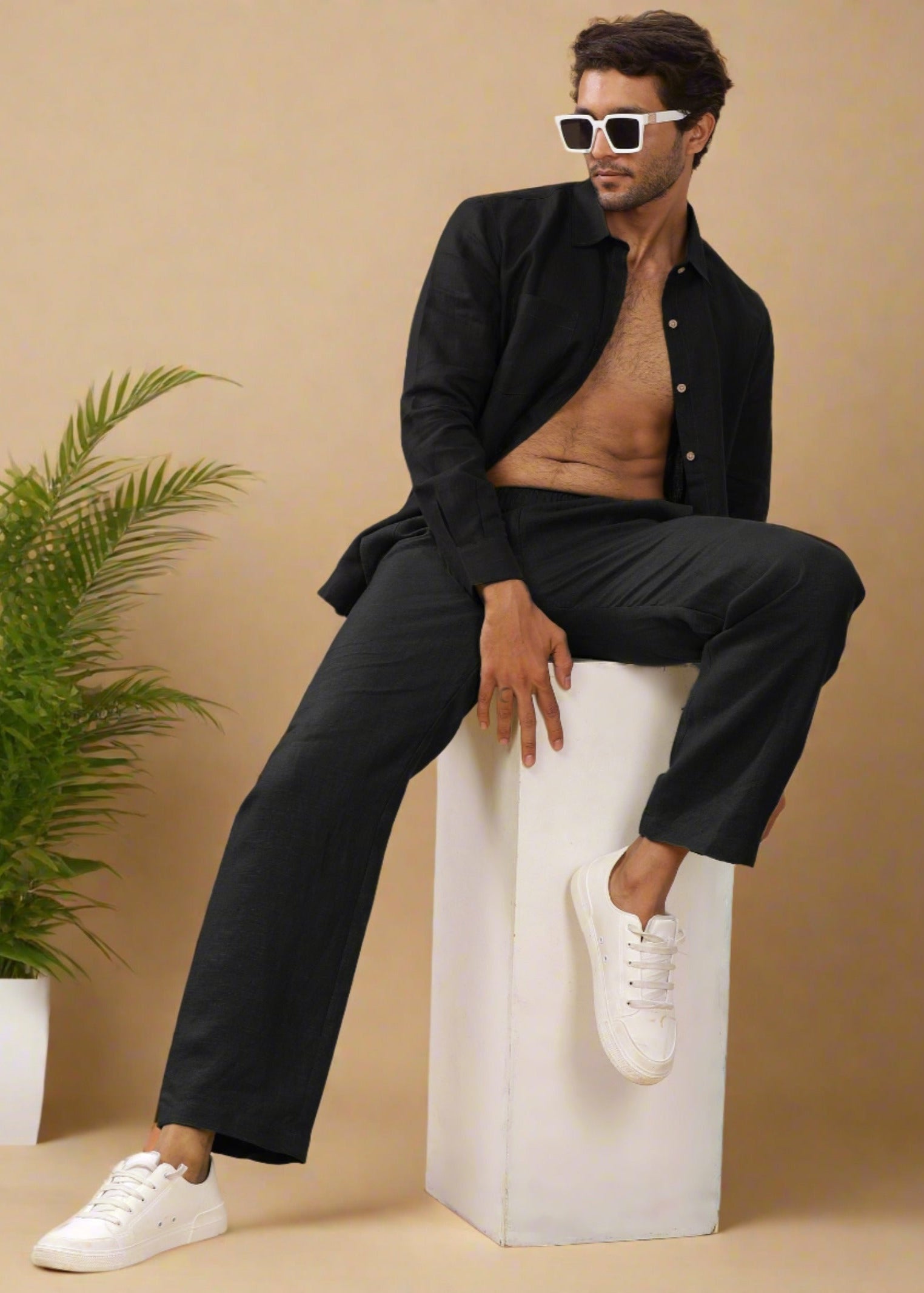 パンツ ARGUE / BREEZE LINEN MELLOW PANTS /BLACK Black Pure Linen Casual Pants for Men – Linen Trail