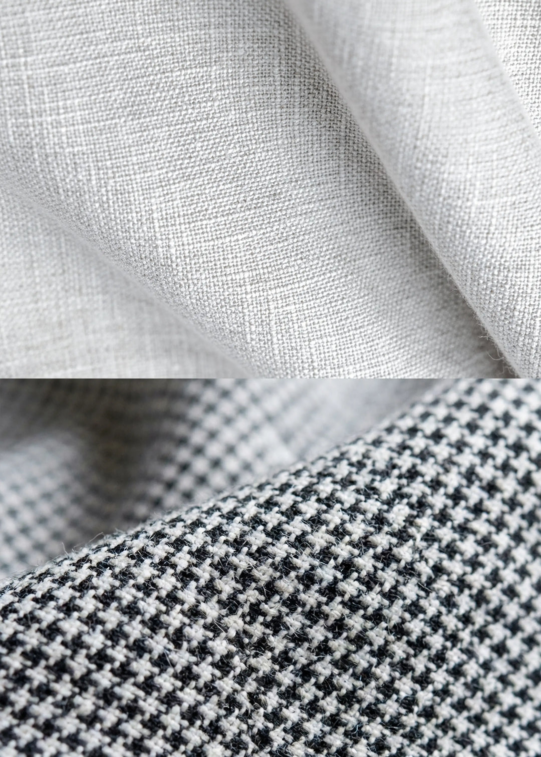 Fred - Pure Linen Polo T-Shirt - Black Houndstooth & White