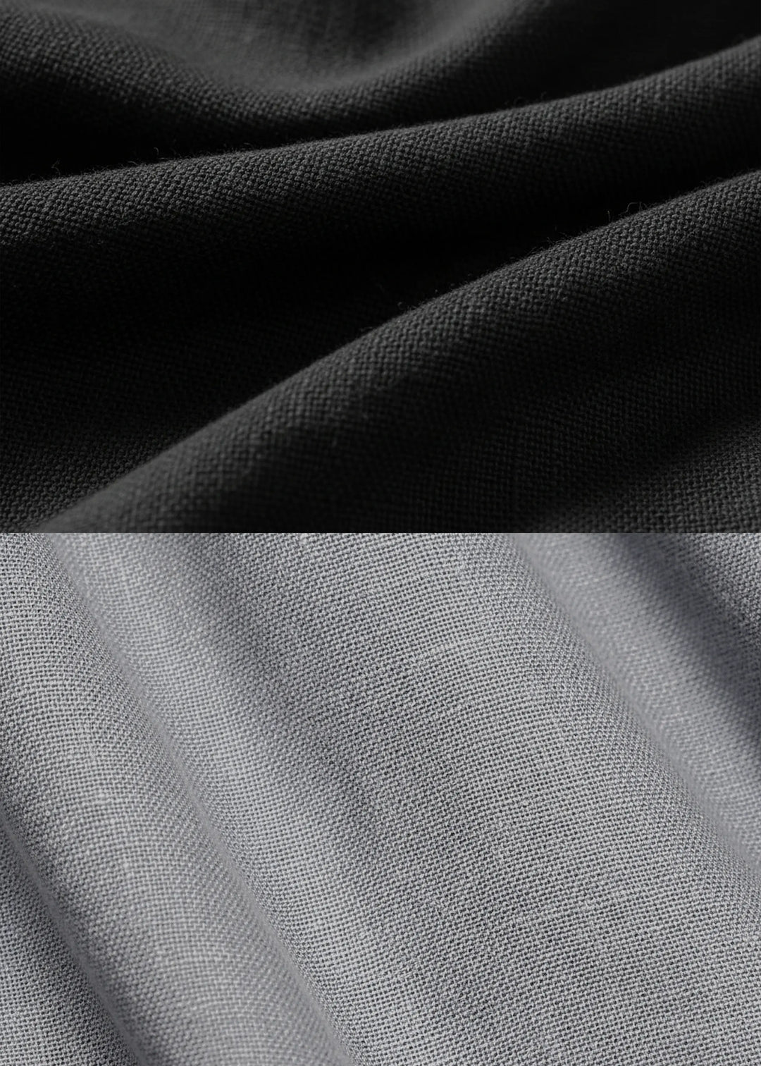 Zach - Double Colour Block Linen Short Sleeve T-Shirt - Black & Black Chambray