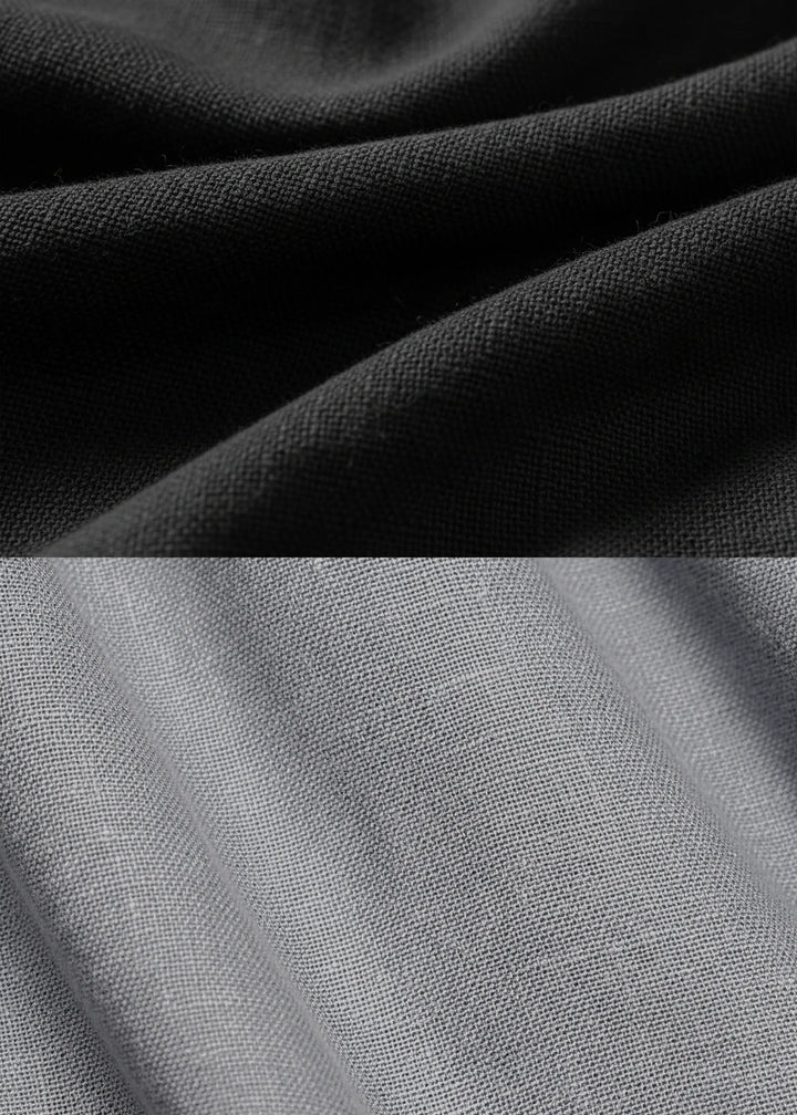 Zach - Double Colour Block Linen Short Sleeve T-Shirt - Black & Black Chambray