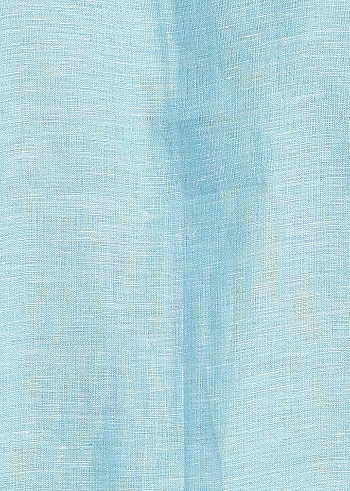 Craig - Pure Linen V Neck Full Sleeve Shirt - Blue Chambray