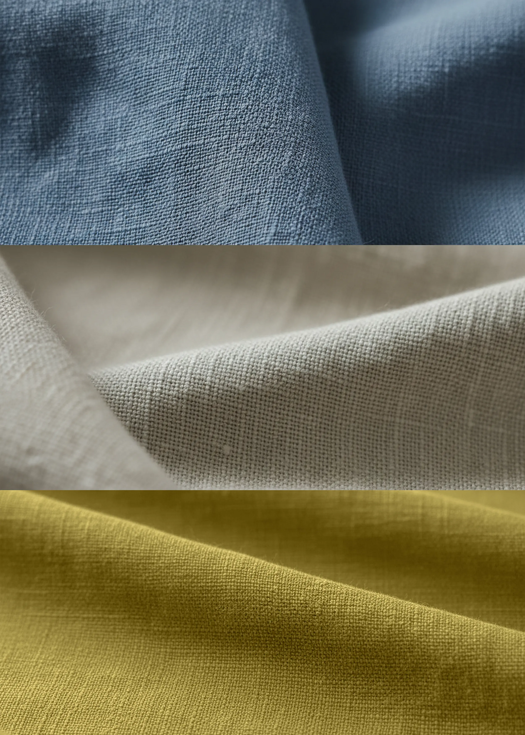 Owen - Pure Linen Color Block T-Shirt - Blue Grey, Ecru & Sap Green