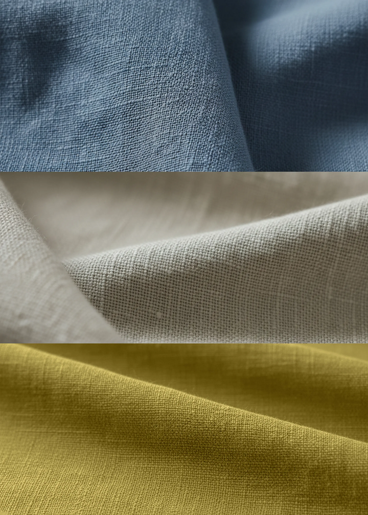 Owen - Pure Linen Color Block T-Shirt - Blue Grey, Ecru & Sap Green