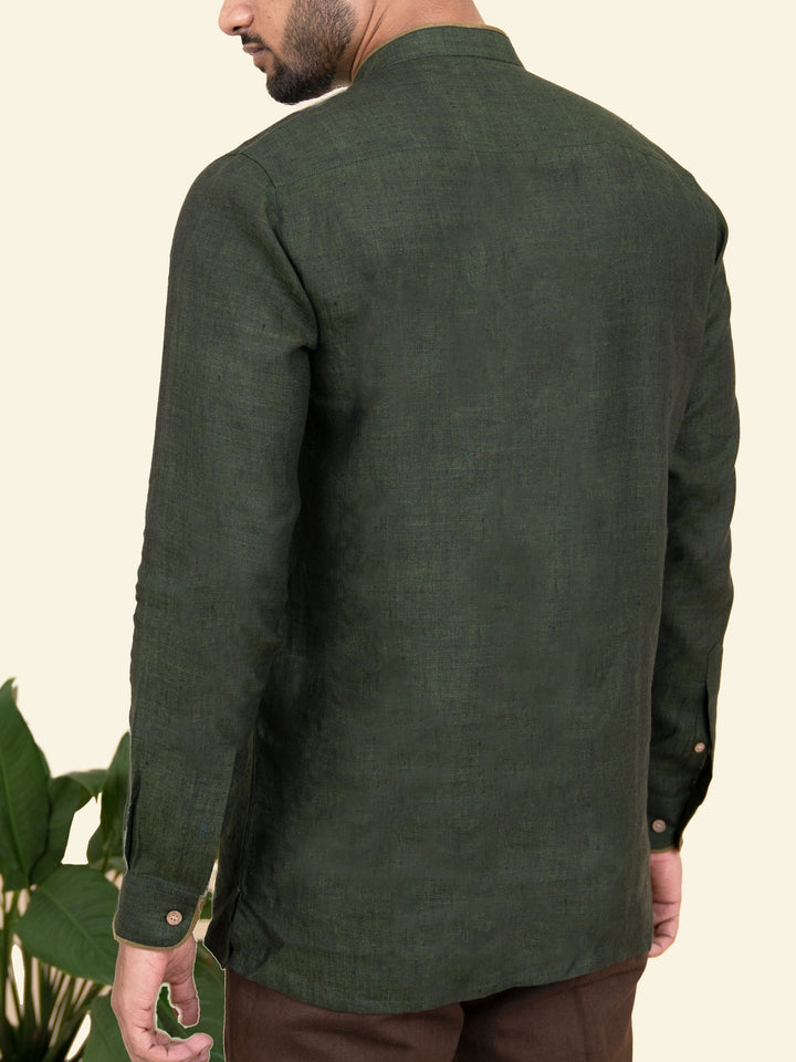 Bosco - Pure Linen Full Sleeve Shirt - Forest Green | Rescue