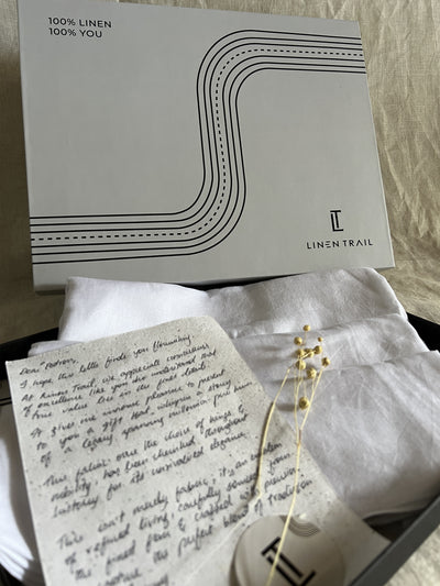 100% Pure White Linen Fabric | Gift Box