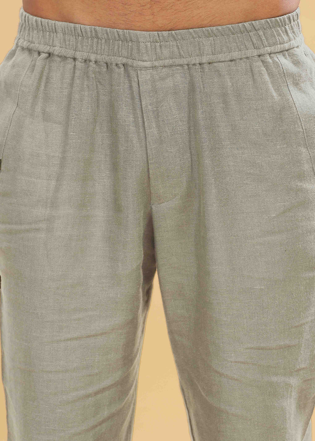 Breeze - Linen Casual Elastic Pants - Artichoke Green