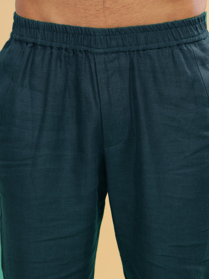 Breeze- Linen Casual Elastic Pants -  Deep Sea Blue