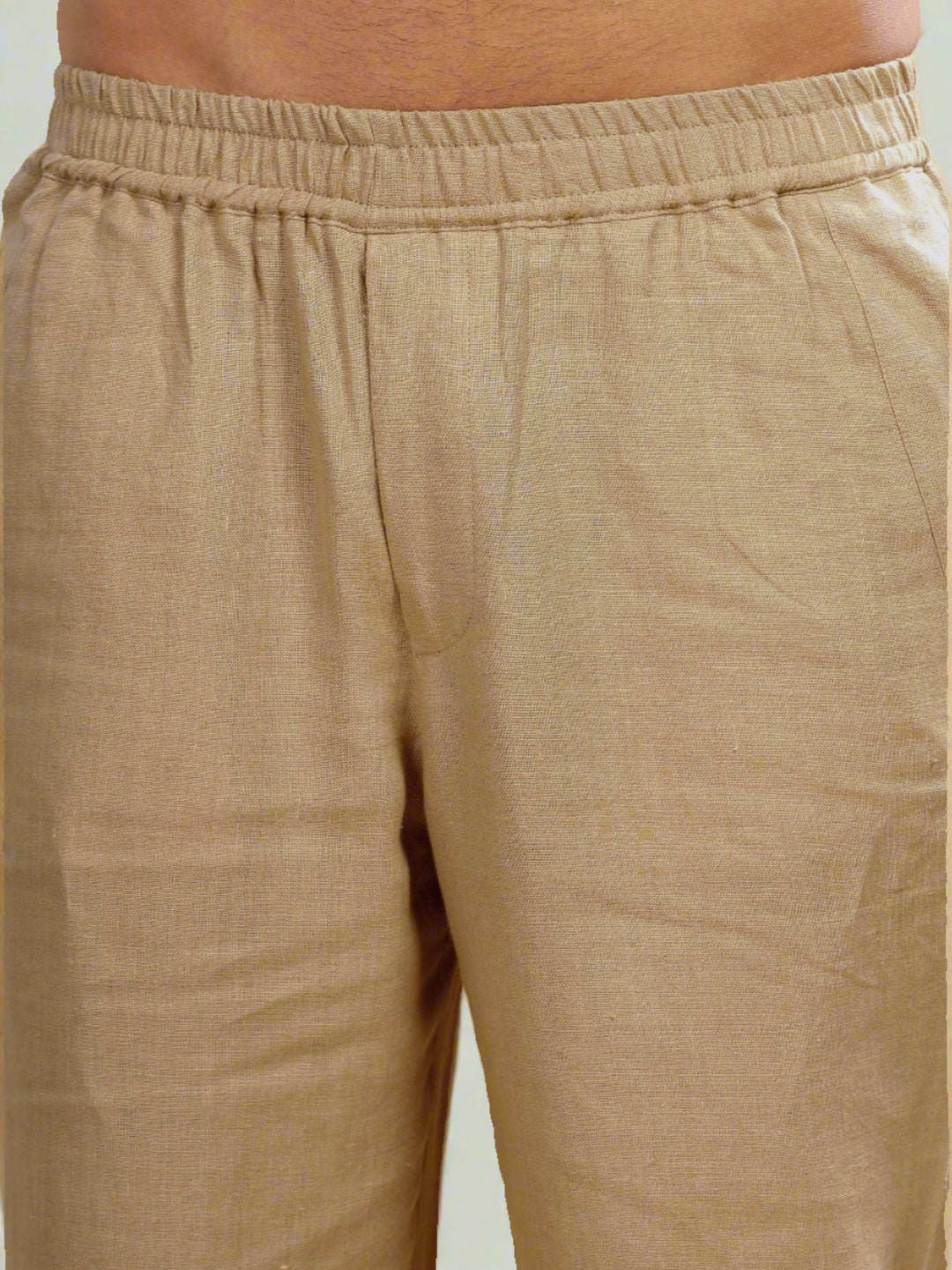 Breeze- Linen Casual Elastic Pants - Cappuccino Beige