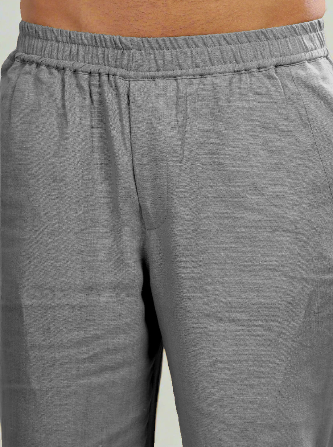 Breeze- Linen Casual Elastic Pants - Steel Grey