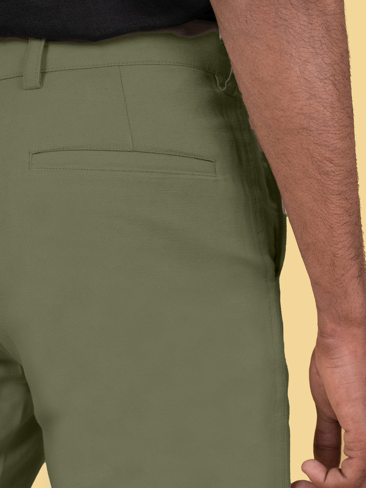 Dan - Linen Shorts - Bright Olive