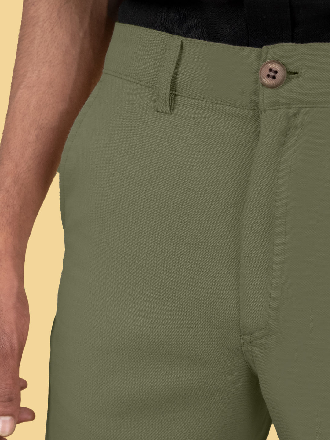 Dan - Linen Shorts - Bright Olive