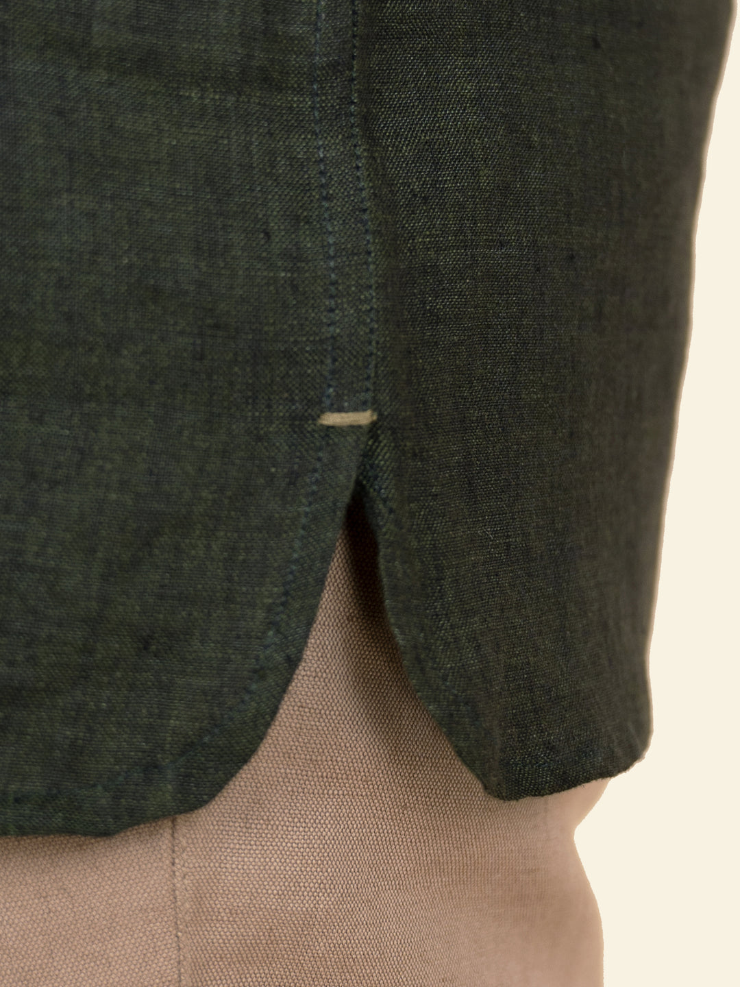Brio - Pure Linen Full Sleeve Shirt - Forest Green