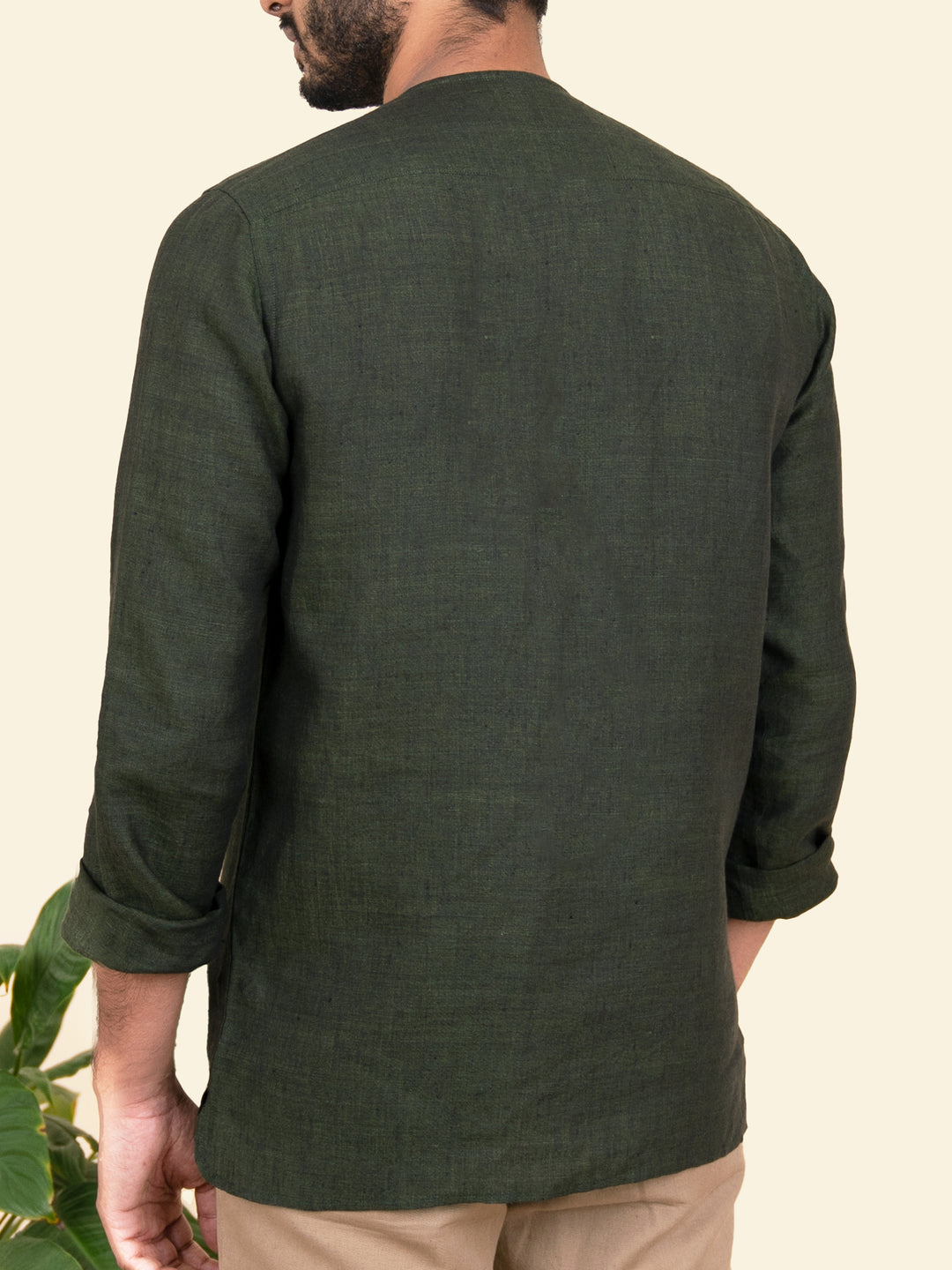 Brio - Pure Linen Full Sleeve Shirt - Forest Green