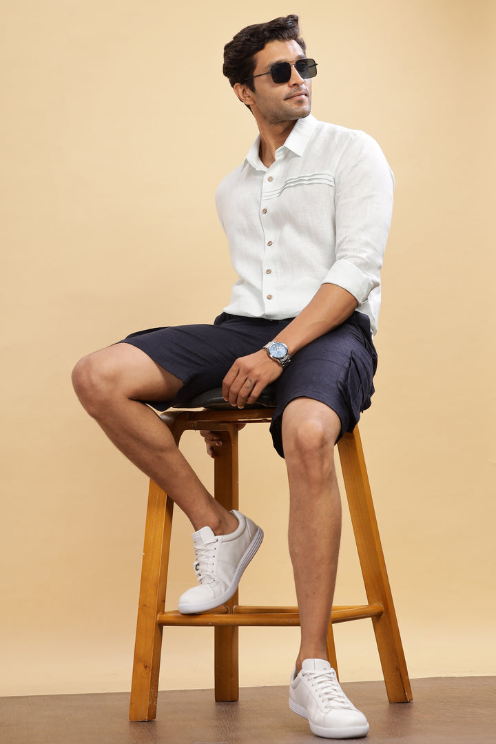 Linen Cargo Shorts - Regal Blue