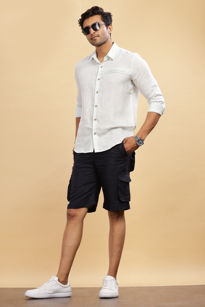 Linen Cargo Shorts - Regal Blue