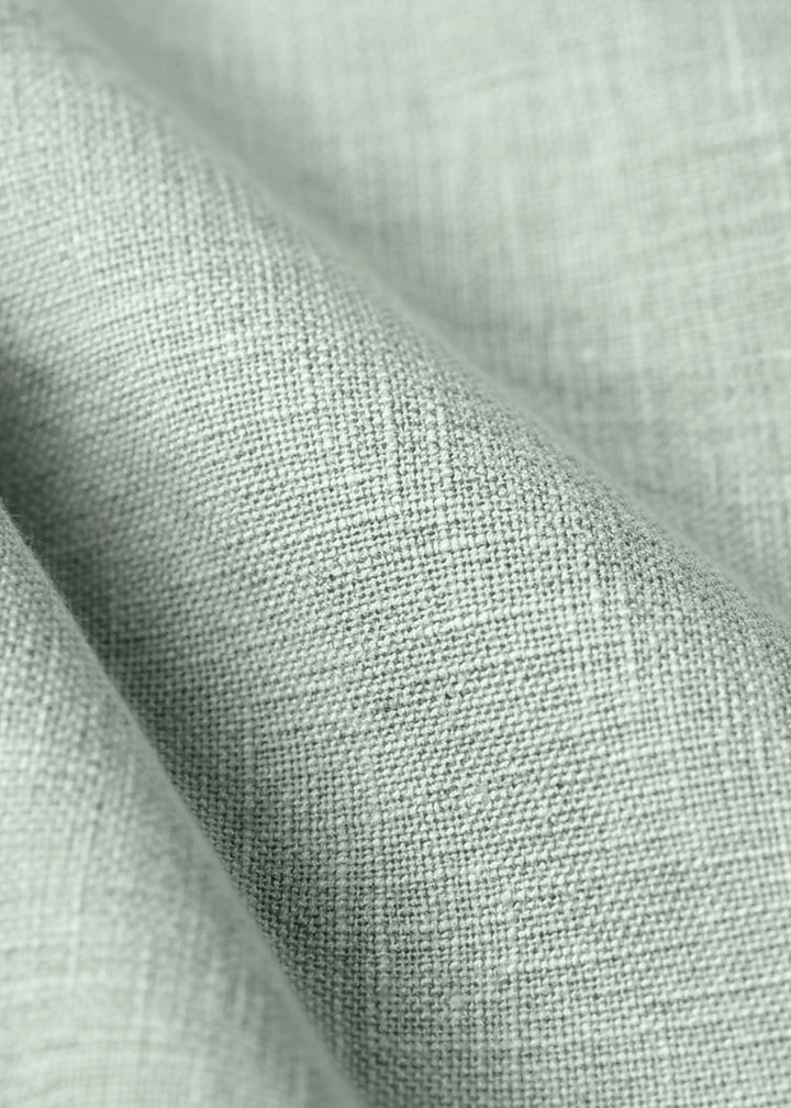 Dune - Cuban Collar Pure Linen Half Sleeve Shirt - Caribbean Green