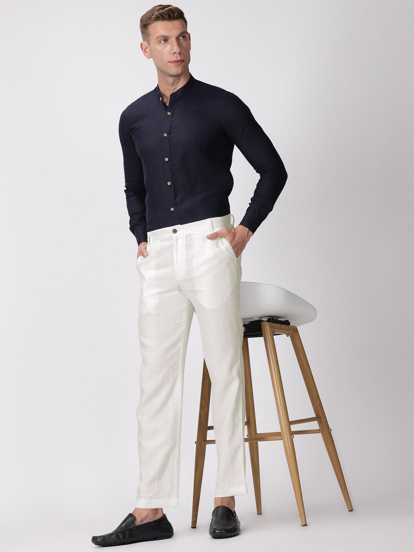 Ian Pure Linen Trousers - Cream