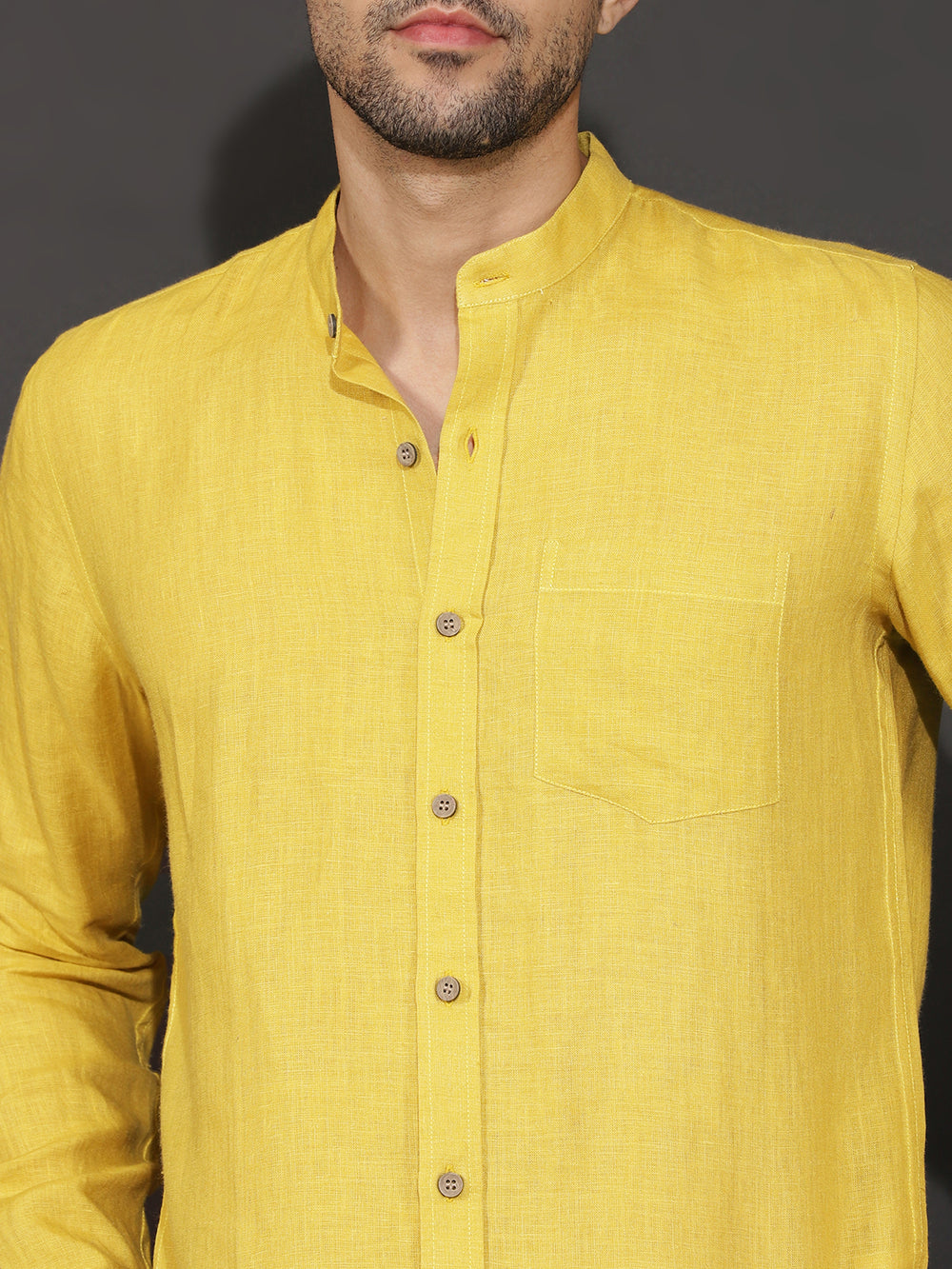 Cullen - Pure Linen Full Sleeve Shirt - Sunburst Yellow