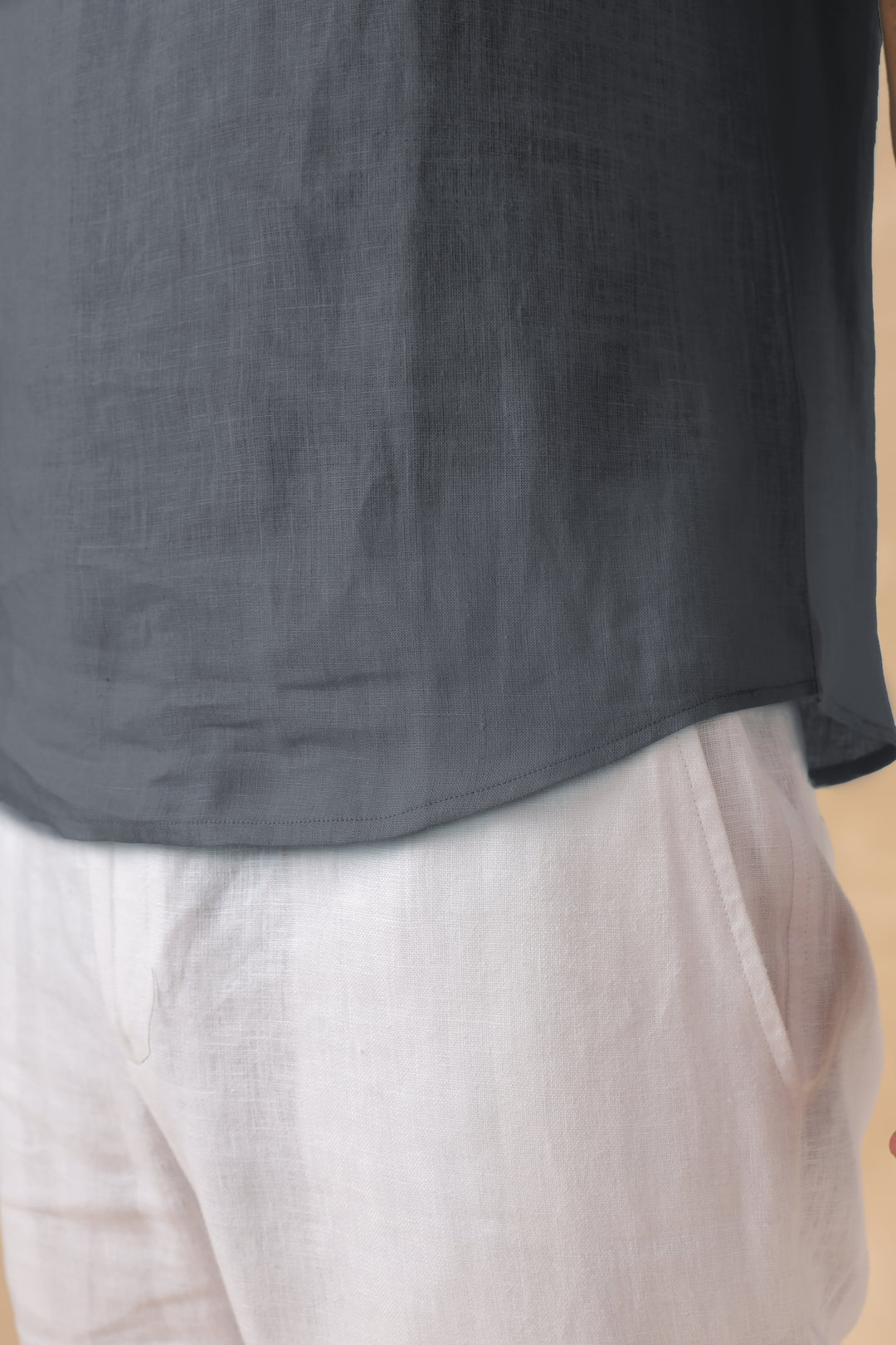 Morgan - Pure Linen Short Sleeve T-Shirt - Charcoal Grey