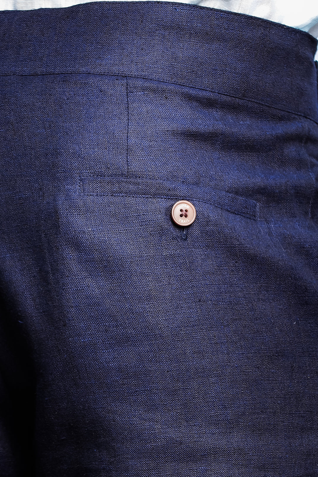 Brandon Double Button Broad Pure Linen Trousers - Dark Blue